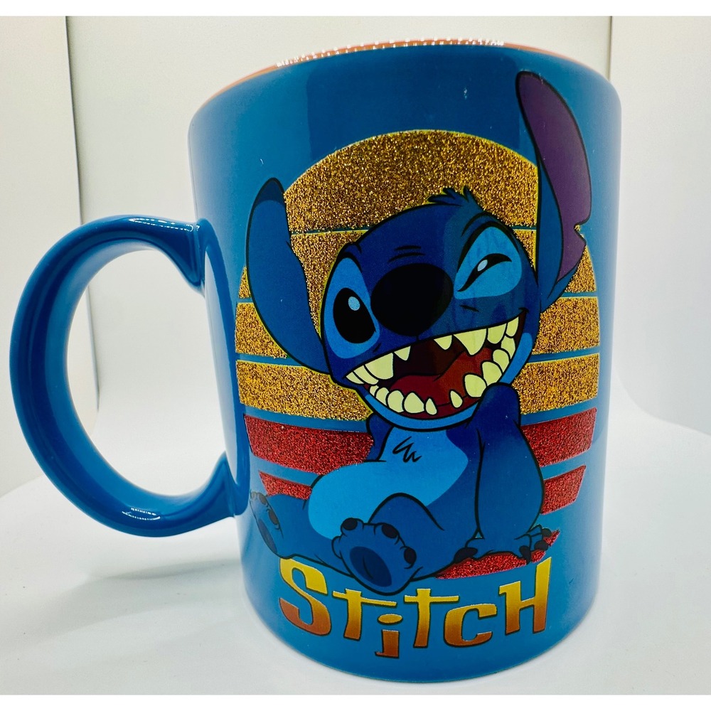 Disney Lilo & Stitch Blue Orange Glitter Sunset Ceramic Coffee Mug 20oz Buffalo